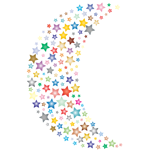SVG Moon with colorful stars