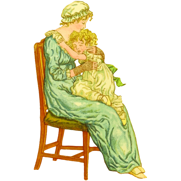 SVG Mother and child in vintage style
