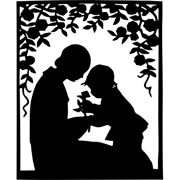 SVG Mother and child silhouette vector image
