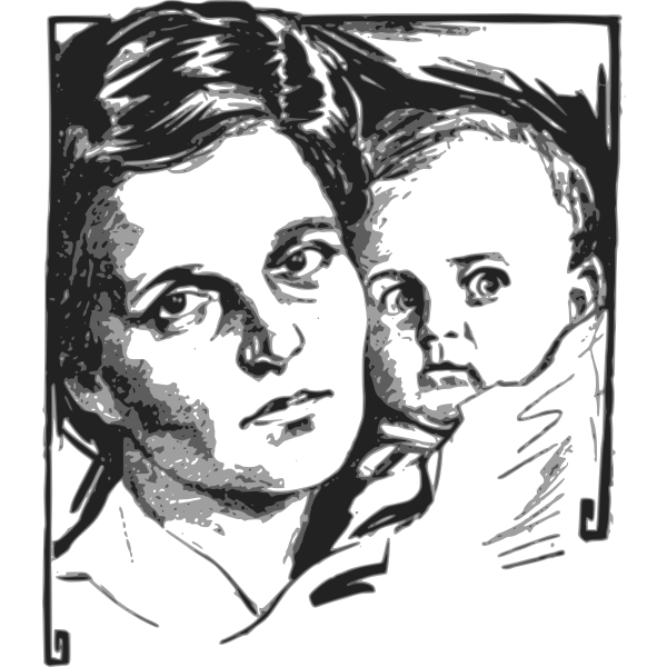 SVG Mother and startled baby vector illustration