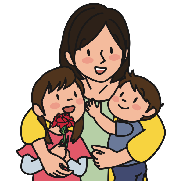 SVG Mother holding children