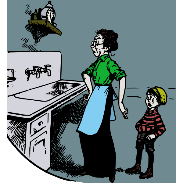 SVG Mother son and clock vector image