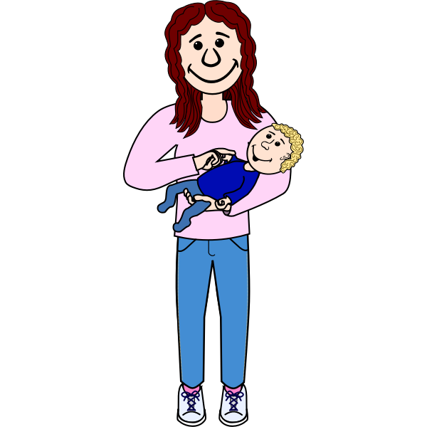SVG Mother with baby on her arm vector illustration