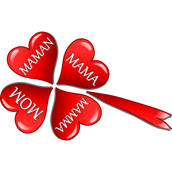SVG Mothers day hearts in a four leaf clover vector image