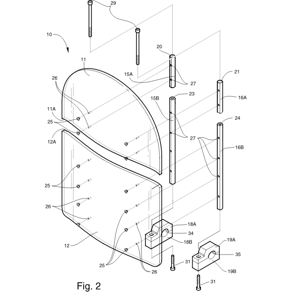 SVG Motorcycle Windshield Exploded View