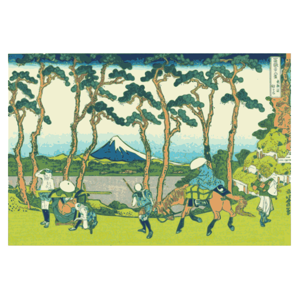 SVG Mount Fuji viewed from Hokogaya on the Tokaido vector clip art