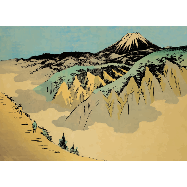 SVG Mount Fuji with visitors