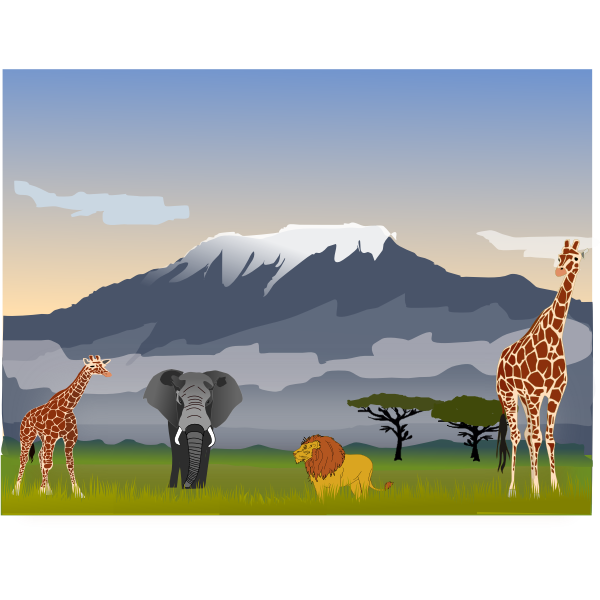 SVG Mount Kilimanjaro scene vector drawing