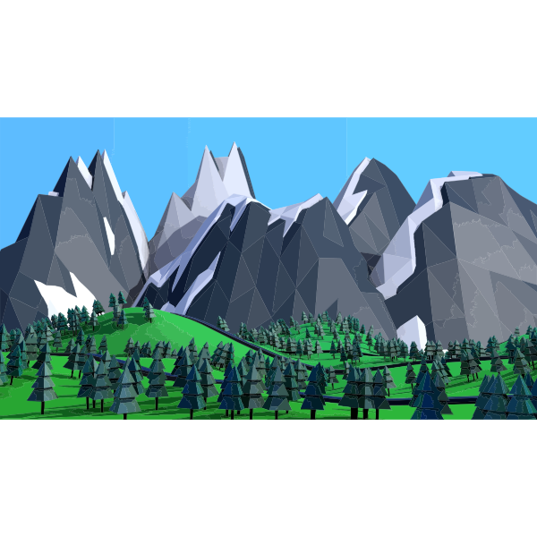 SVG Mountain scene with snow