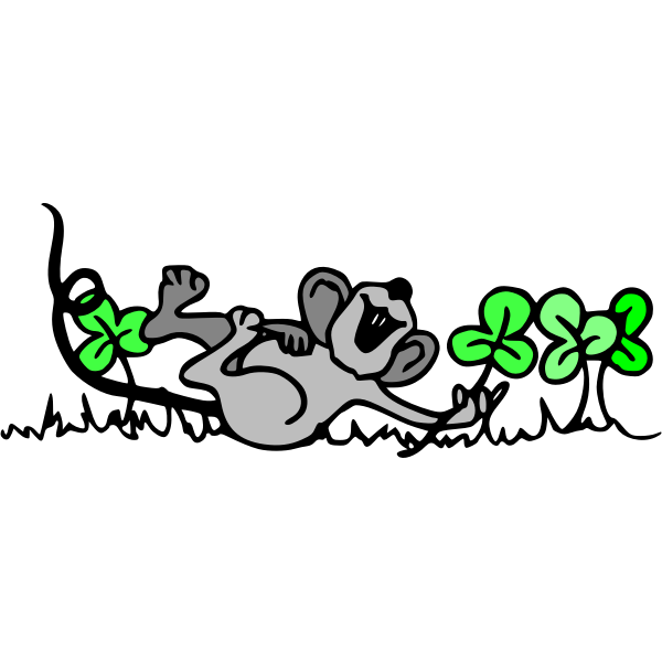 SVG Mouse playing in shamrocks vector image