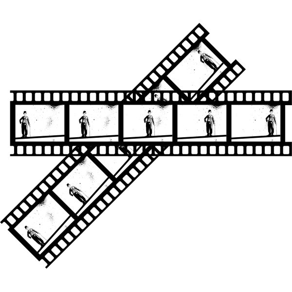 SVG Movie tape with Charlie Chaplin on it vector image