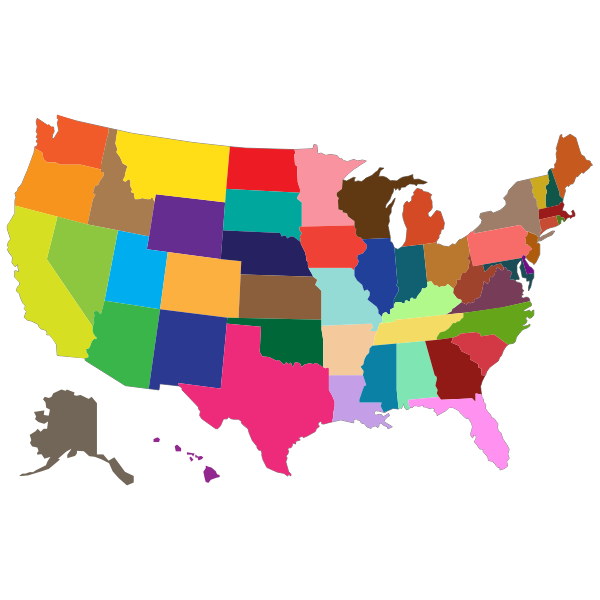 SVG Multi-Colored United States Map
