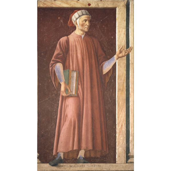 SVG Mural of Dante in the Uffizi Gallery by Andrea del Castagno 1450