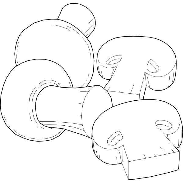 SVG Mushrooms prepared for cooking line art vector drawing
