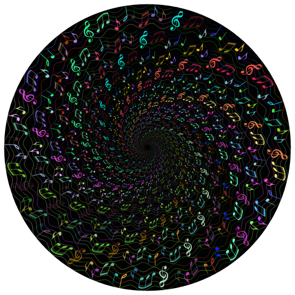 SVG Musical notes in wavy vortex