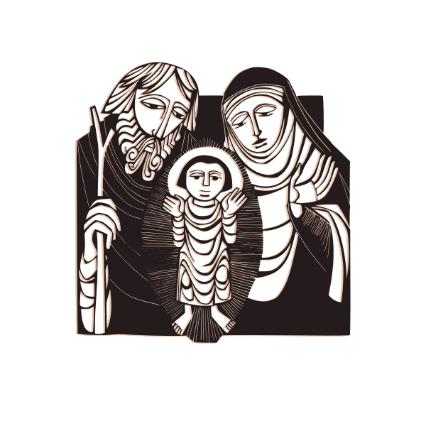 SVG Nativity scene in shades of black