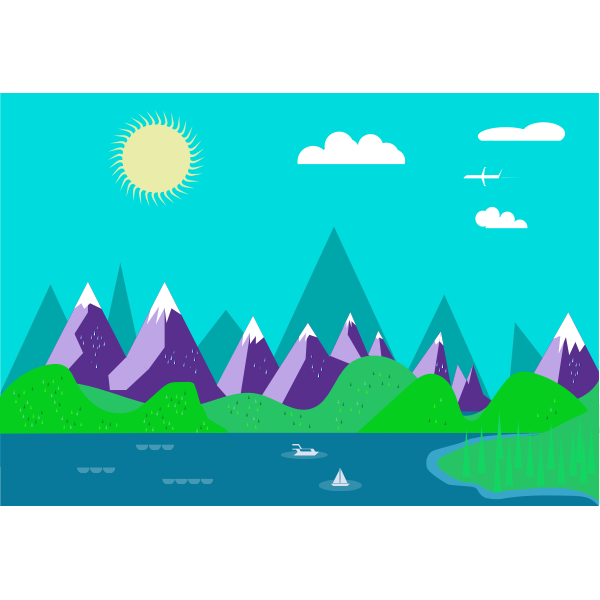 SVG Nature landscape with ships and mountains