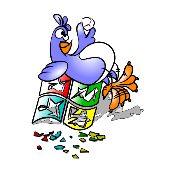 SVG Naughty Linux on broken Windows logo vector illustration
