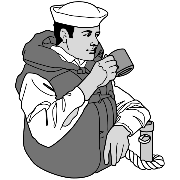 SVG Navy sailor drinking coffee