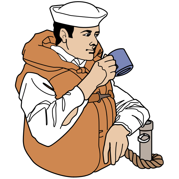 SVG Navy Sailor Drinking Coffee - Colour