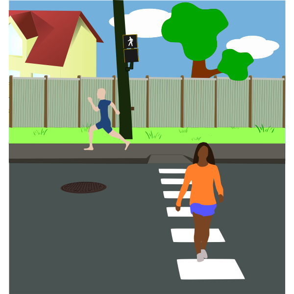 SVG Neighborhood scene vector drawing