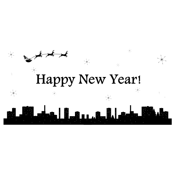 SVG New Year black and white postcard vector image