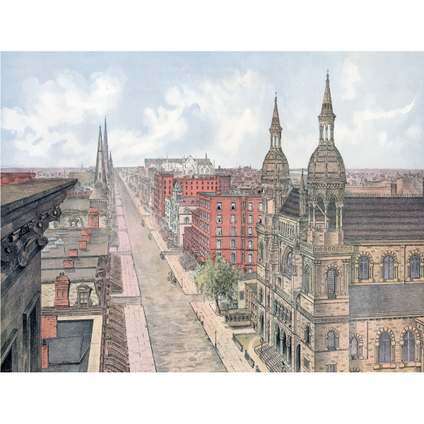 SVG New York City 5th Avenue vintage illustration