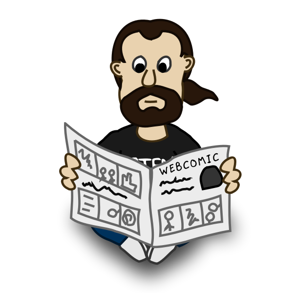 SVG Newspaper reader comic character vector drawing