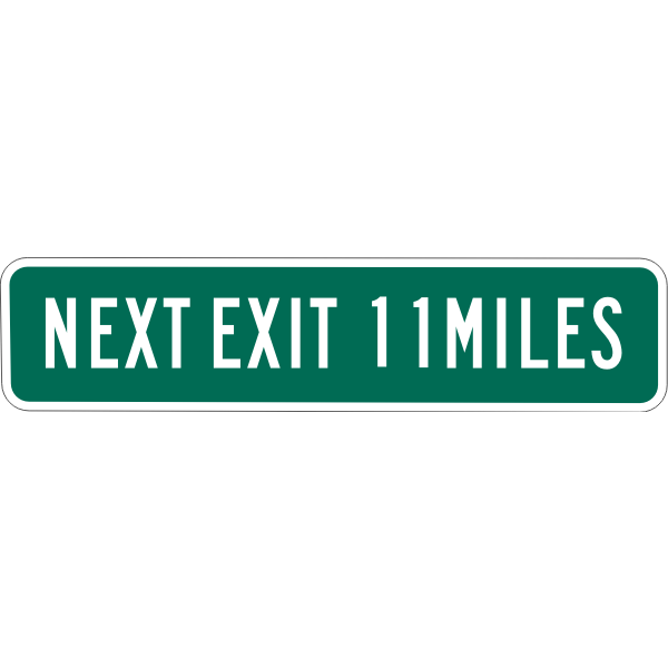 SVG Next Exit 11 miles