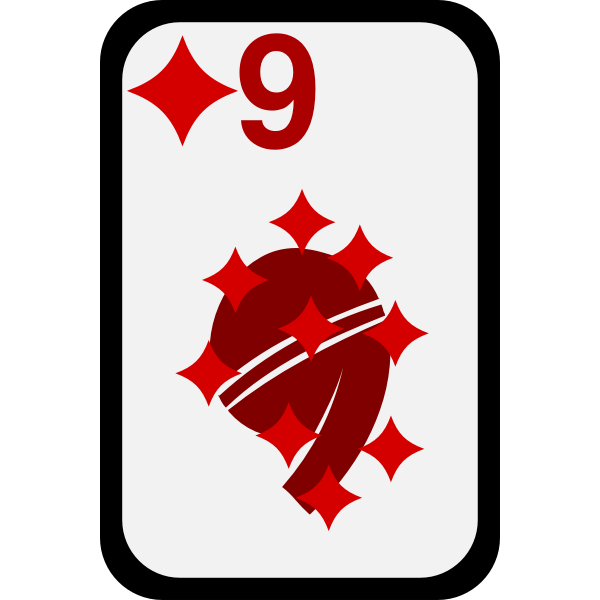 SVG Nine of Diamonds funky playing card vector clip art