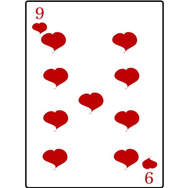 SVG Nine of hearts playing card vector image