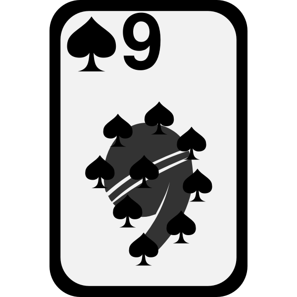 SVG Nine of Spades funky playing card vector clip art