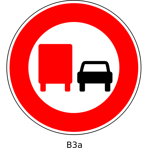 SVG No overtaking for vehicles with a gross vehicle weight of over 35 tons road sign vector graphics