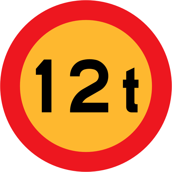 SVG No vehicles over 12 tons of weight vector road sign