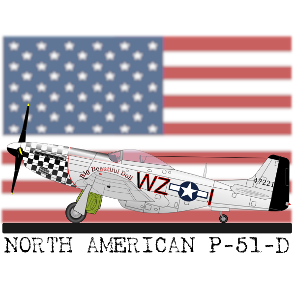 SVG North American P-51-D plane vector clip art