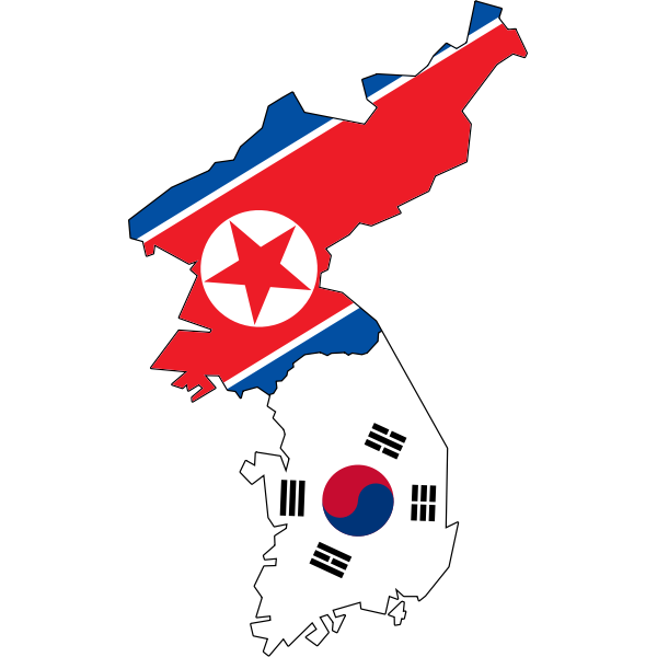 SVG North and South Korea Flag Map No Jeju