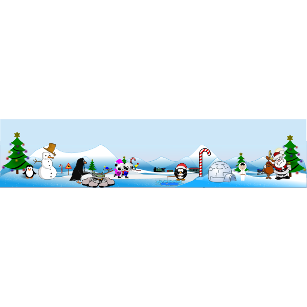 SVG North Pole Christmas scene vector drawing