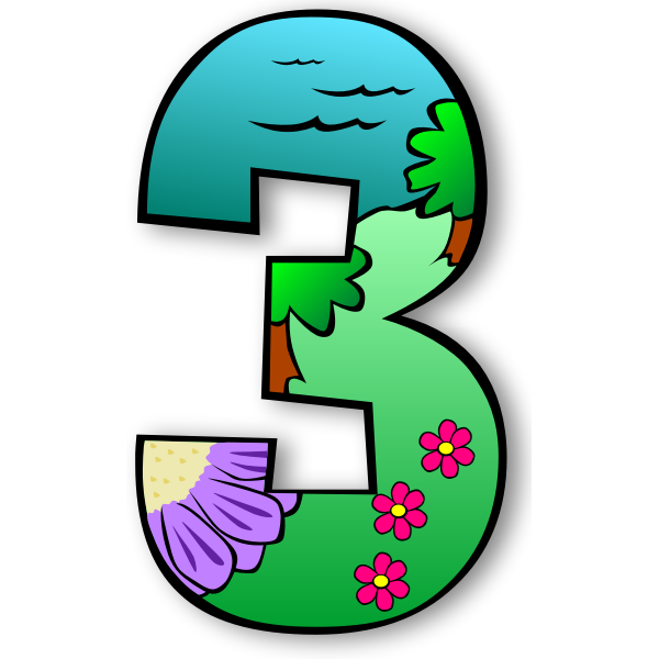 SVG Number 3 vector graphics
