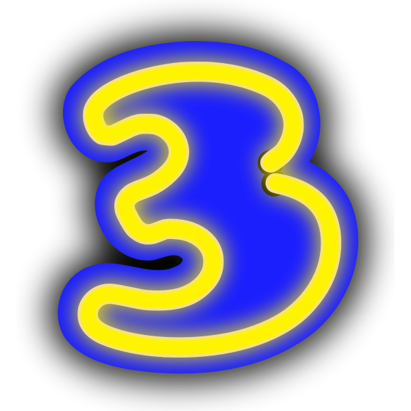 SVG Number three in neon lights