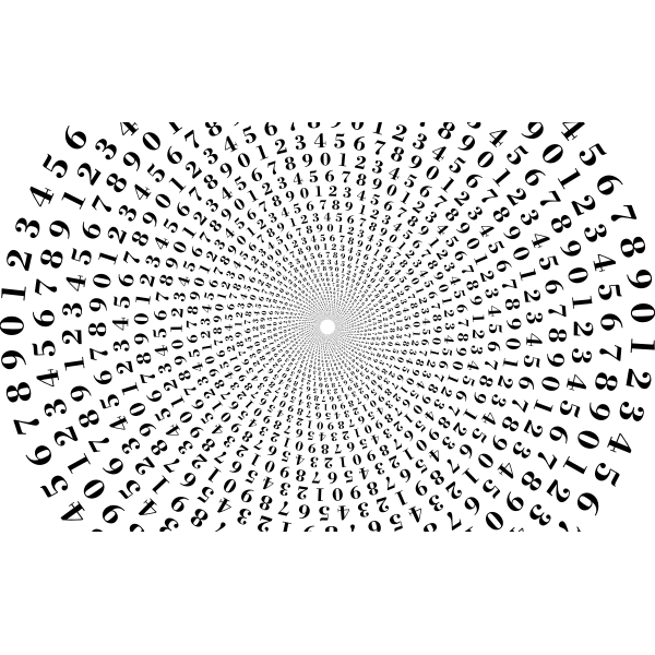 SVG Numbers vortex in black and white vector image