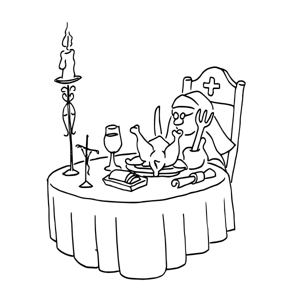 SVG Nun dining