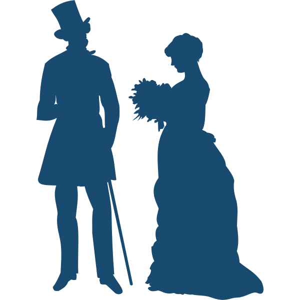 SVG Old-fashioned couple silhouette vector image