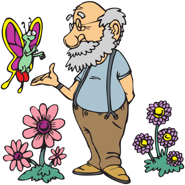 SVG Old man with butterfly