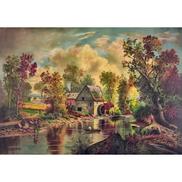 SVG Old mill vector painting