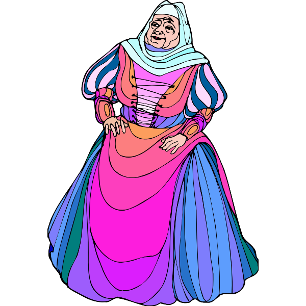 SVG Old woman in colorful dress