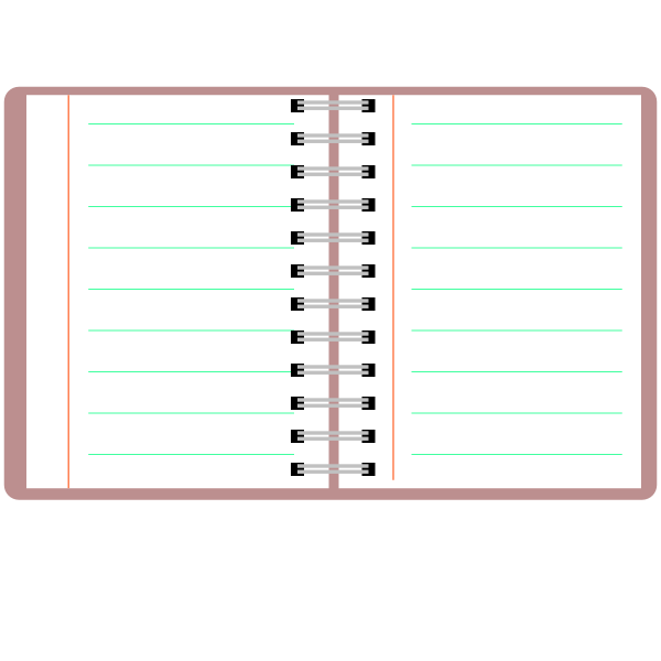 SVG Open notebook with white papers