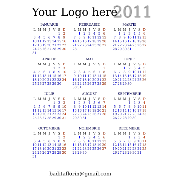 SVG Open Source 2012 pocket calendar