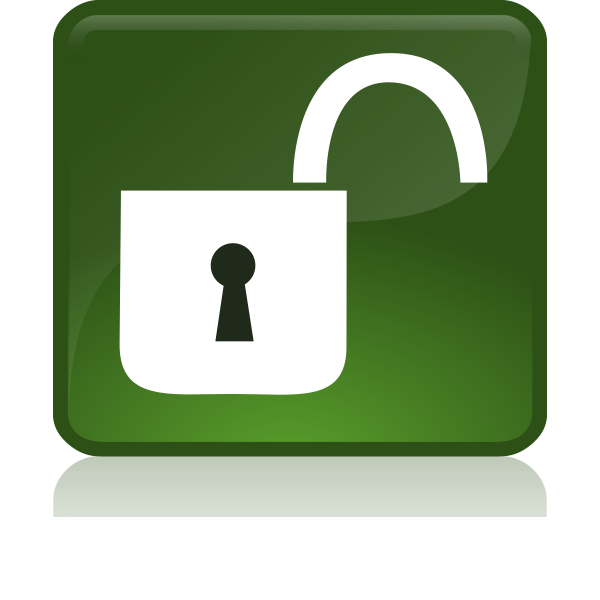 SVG Opened lock in green button vector graphics
