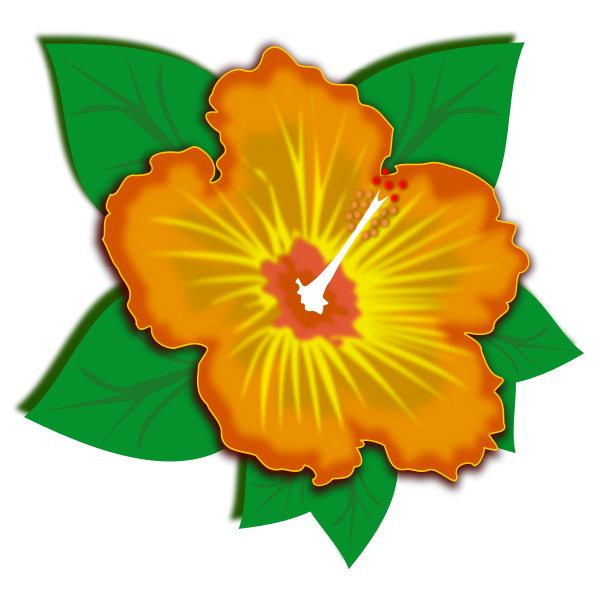 SVG Orange flower with green leaves