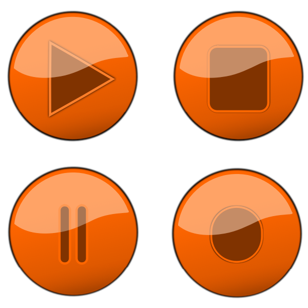 SVG Orange player buttons vector graphics